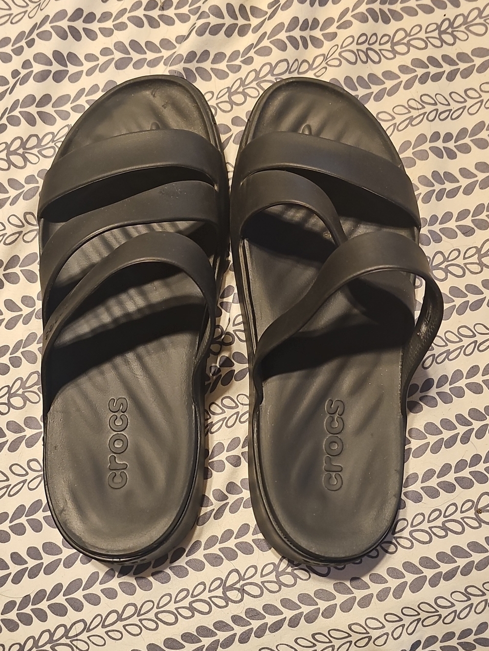 CROCS Women's Black Triple-Strap Slide Sandals